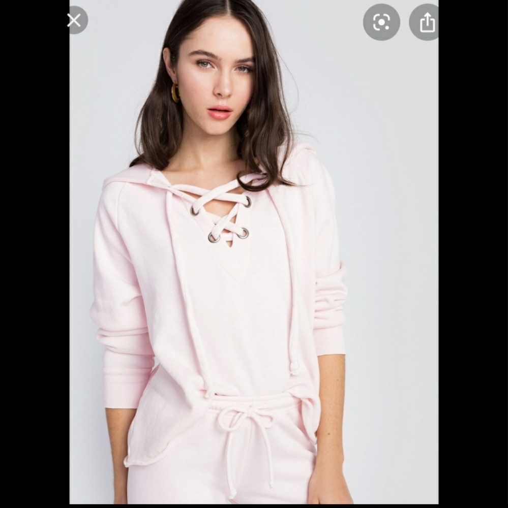 Wildfox Hutton Lace Up Hoodie Medium